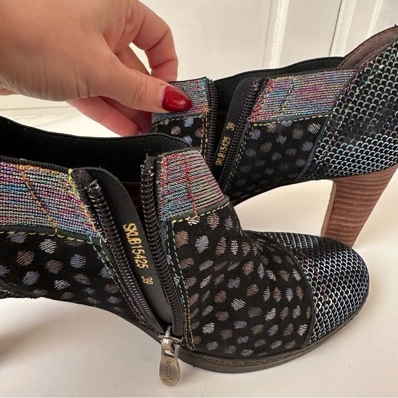 Socofy Laura Vita Elodie heeled ankle boots iridescent artsy fairy whimsy 8.5 - Picture 14 of 17